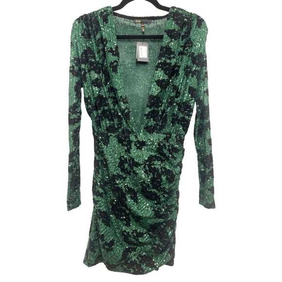 Maje $565 Green Sequin Embroidered Mini Dress Size 36 Small NWT - Picture 4 of 9